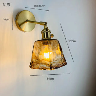 Celako™ Verdoro Wall Light | Copper Glass Stone Bedroom Lighting