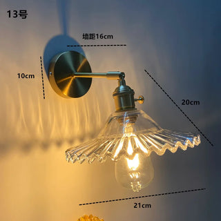 Celako™ Verdoro Wall Light | Copper Glass Stone Bedroom Lighting