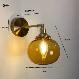 Celako™ Verdoro Wall Light | Copper Glass Stone Bedroom Lighting