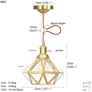 Celako™ Cuprine Pendant Light | Copper Glass Bedroom Lighting