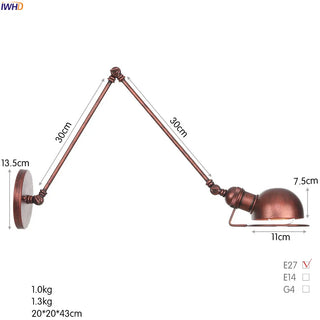 Celako™ Levera Wall Light | Iron Industrial Bedside Lighting
