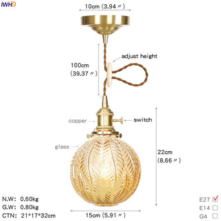 Celako™ Cuprine Pendant Light | Copper Glass Bedroom Lighting