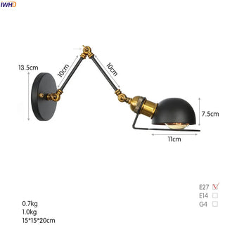 Celako™ Levera Wall Light | Iron Industrial Bedside Lighting