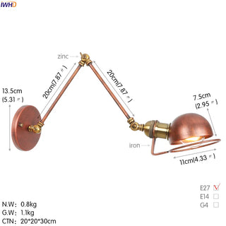 Celako™ Levera Wall Light | Iron Industrial Bedside Lighting