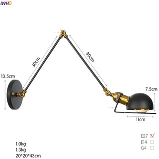 Celako™ Levera Wall Light | Iron Industrial Bedside Lighting
