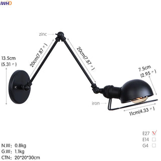 Celako™ Levera Wall Light | Iron Industrial Bedside Lighting