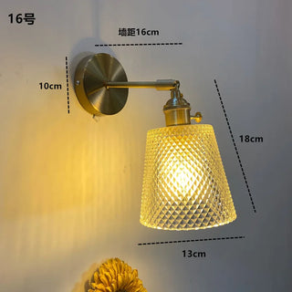 Celako™ Verdoro Wall Light | Copper Glass Stone Bedroom Lighting
