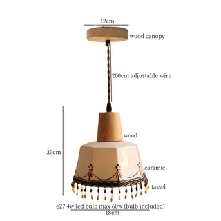 Celako™ Ceralba Pendant Light | Hand-Painted Ceramic Bedroom Lighting