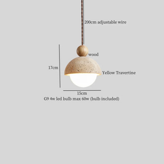 Celako™ Yugenite Pendant Light | Yellow Travertine Bedroom Lighting