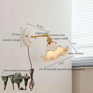 Celako™ Porcella Wall Light | White Ceramic Bedroom Lighting