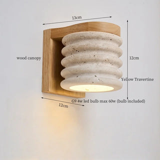Celako™ Terravene Wall Light | Wood Yellow Travertine Bedroom Lighting