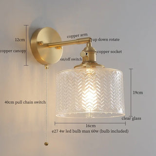 Applique murale Celako™ Cupriva | Luminaire de chambre en verre cuivré