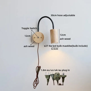 Celako™ Fendari Wall Light | Ash Wood Bedside Lighting