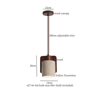 Celako™ Calcaria Pendant Light | Wood Yellow Travertine Bedroom Lighting