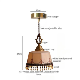 Celako™ Ceralba Pendant Light | Hand-Painted Ceramic Bedroom Lighting