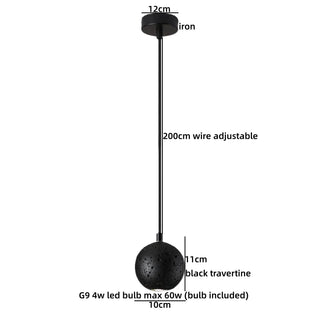 Celako™ Lunite Pendant Light | Black Travertine Kitchen Island Lighting
