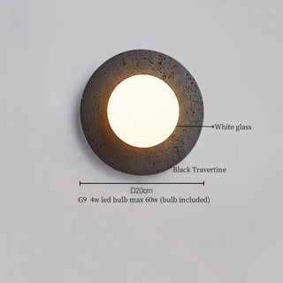 Celako™ Lunetra Wall Light | Black Travertine Living Room Lighting