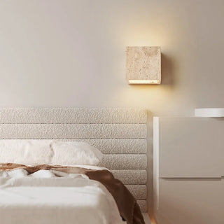 Celako™ Quadrum Wall Light | Yellow Travertine Bedroom Lighting