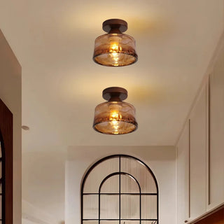Celako™ Vitroak Ceiling Light | Amber Glass Dining Room Lighting