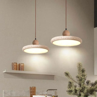 Celako™ Aurelune Pendant Light | Yellow Travertine Wabi Sabi Living Room Lighting