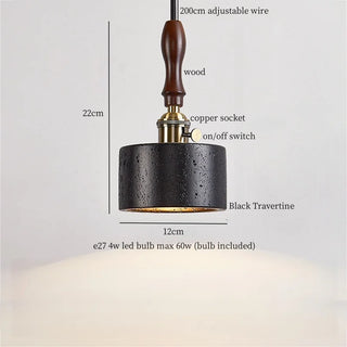 Celako™ Umbralux Pendant Light | Black Travertine Dining Room Lighting