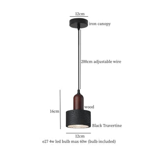 Celako™ Nottera Pendant Light | Black Travertine Bedroom Lighting