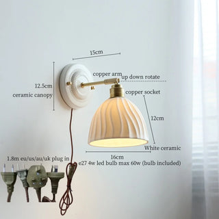 Celako™ Cerado Wall Light | Ceramic Copper Pull Chain Switch Bedroom Lighting
