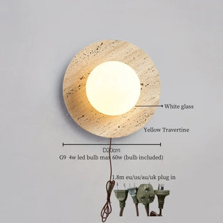 Celako™ Lunetra Wall Light | Black Travertine Living Room Lighting