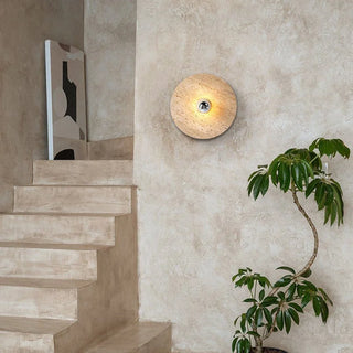 Celako™ Tiravo Wall Light | Yellow Travertine Entryway Lighting