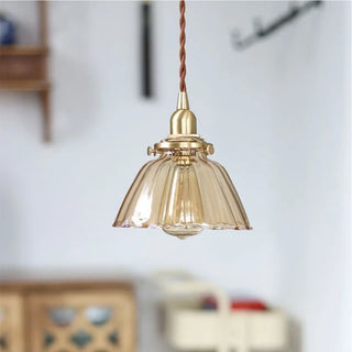 Celako™ Kohakudo Pendant Light | Amber Glass Bedroom Lighting