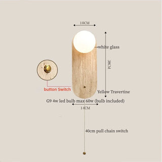 Celako™ Solvertine Wall Light | Yellow Travertine Japan Wabi Sabi Bedroom Lighting