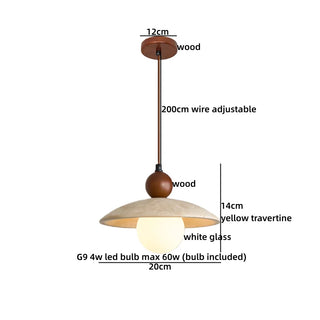 Celako™ Aurona Pendant Light | Yellow Travertine Japanese/Wabi Sabi