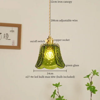 Celako™ Verdigraze Pendant Light | Green Glass Wabi Sabi