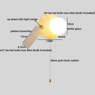 Celako™ Travishi Wall Light | Yellow Travertine Japan Style