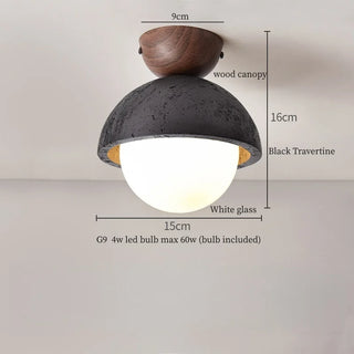 Celako™ Sferico Ceiling Light | Black Travertine Bedroom Lighting