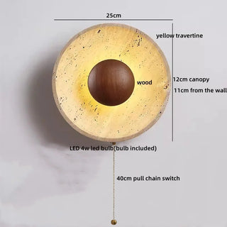 Celako™ Solvane Wall Light | Yellow Travertine Stone Wooden Pointer Living Room