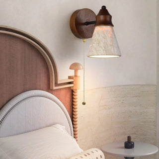 Celako™ Traverto Wall Light | Yellow Travertine Bedroom Lighting