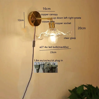 Celako™ Cuvera Wall Light | Copper & Glass Bedside Lighting