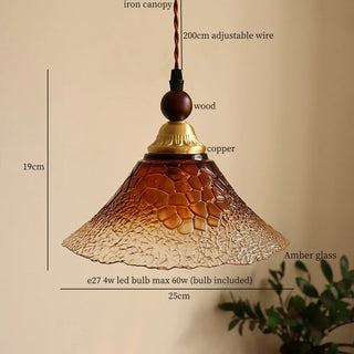Celako™ Aurevara Pendant Light | Amber Glass Vintage Bedroom Lighting