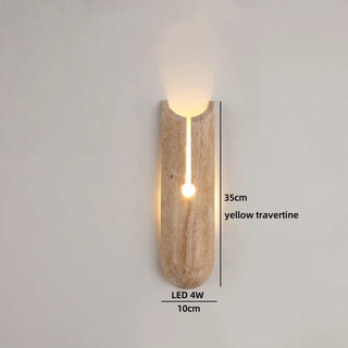 Applique murale Celako™ Sabiterra | Luminaire de salon en pierre de travertin jaune