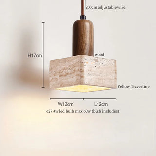 Celako™ Pietoro Pendant Light | Yellow Travertine Bedroom Lighting