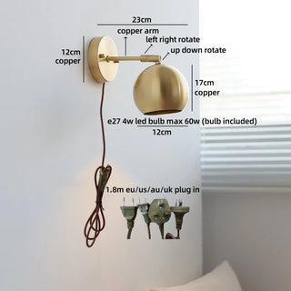 Celako™ Coprina Wall Light | Copper Bedside Lighting