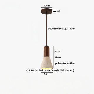 Celako™ Lunaro Pendant Light | Travertine Bedside Lighting