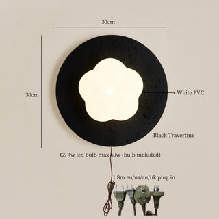 Celako™ Petrona Wall Light | Black Travertine Bedroom Lighting