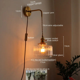 Celako™ Virentis Wall Light | Green Glass Copper Bedroom Lighting