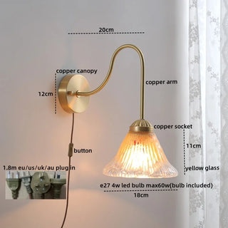 Celako™ Vitroma Wall Light | Copper Glass Bedroom Lighting