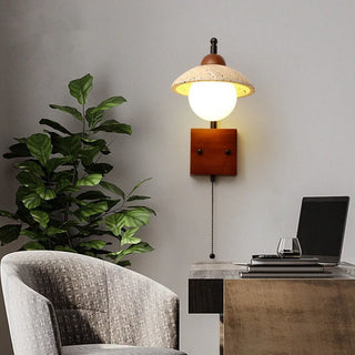 Celako™ Lunato Wall Sconce Light | Yellow Travertine Bedroom Lighting