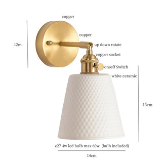Celako™ Ivorel Wall Light | Ceramic Bedroom Lighting