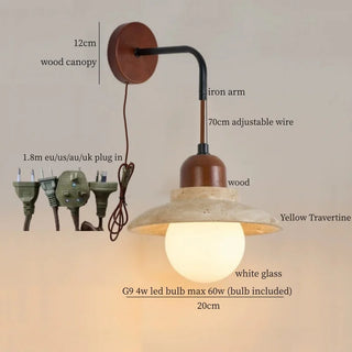 Celako™ Velaterra Wall Light | Yellow Travertine Living Room Lighting