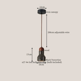 Celako™ Lapideum Pendant Light | Black Travertine Kitchen Island Lighting